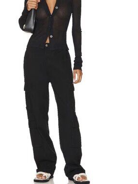 Superdown Gisele Cargo Distressed Pant in Black Small Utility NWOT Womens